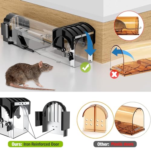 HASTHIP® Mouse Trap Snap Combo 12.6 Inches Transparent Rat Quick Response Live Catcher Humane Catch-and-Release Reusable for Kitchen 2PCS HASTHIP® Mouse Trap Snap Combo 12.6 Inches Transparent Rat Quick Response Live Catcher Humane Catch-and-Release Reusable for Kitchen 2PCS